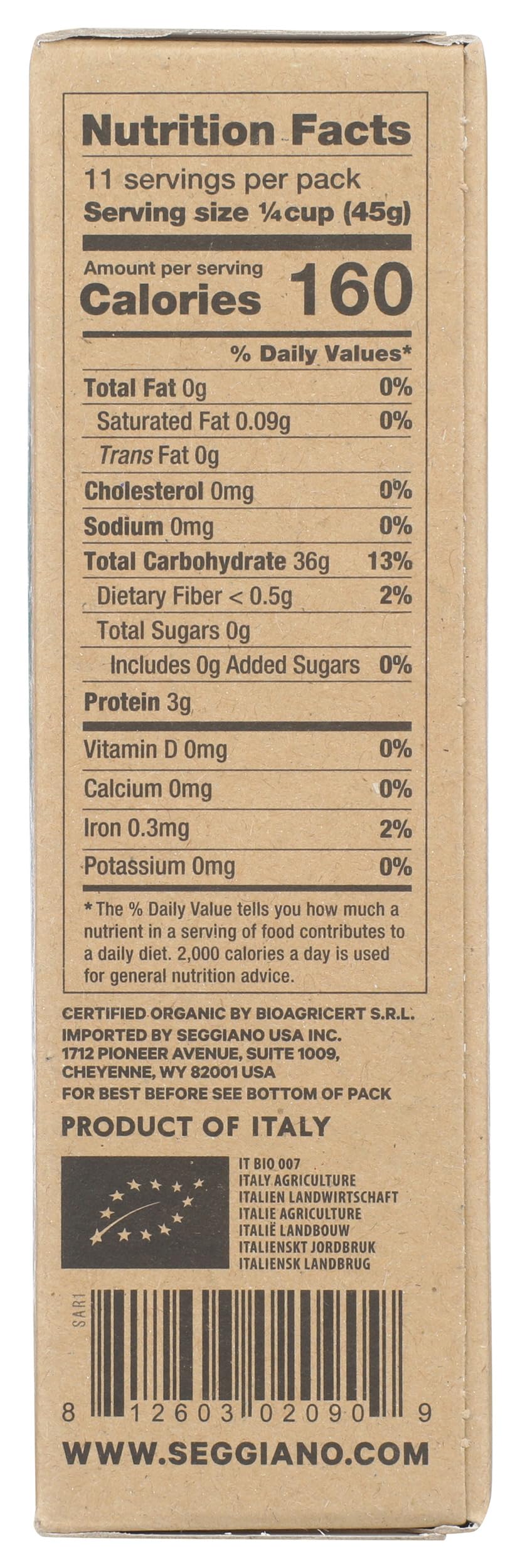 SEGGIANO Organic Arborio Rice, 17.6 OZ