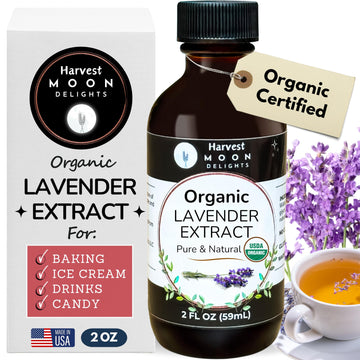 Organic Lavender Extract for Baking, Ice Cream, Drinks, and Candy - 2 oz - Water-Soluble - By Harvest Moon Delights - Pure Laven