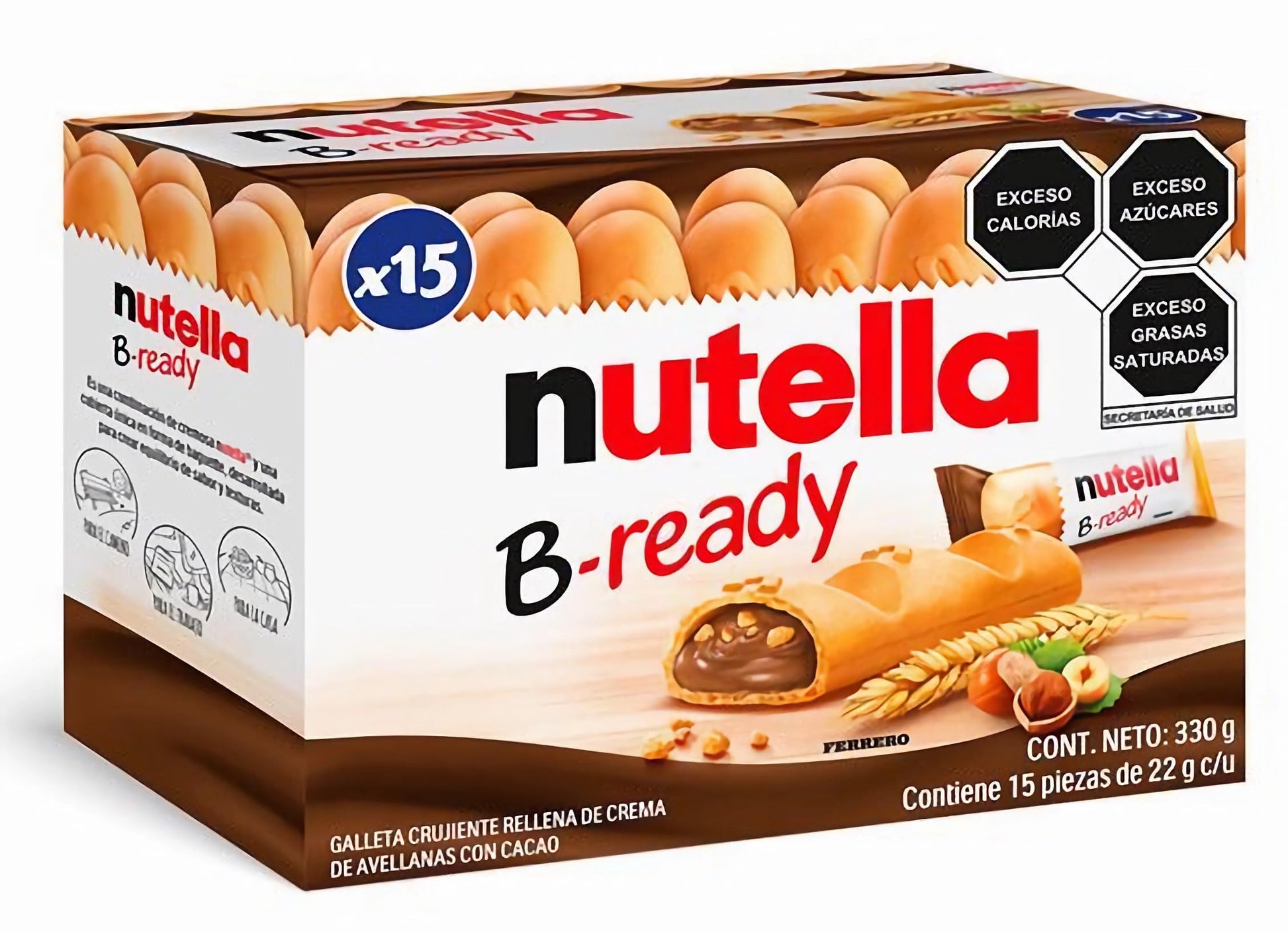 Ferrero: Nutella B-ready  a crisp wafer of bread in the form of mini baguette stuffed with a creamy Nutella 15 pieces 10.13 oz (