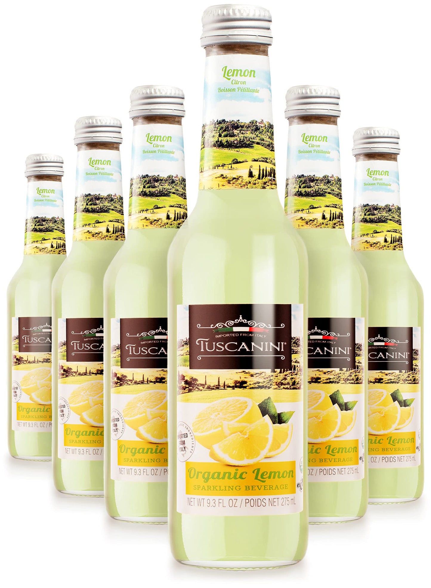 Tuscanini Organic Cold Pressed Sparkling Lemon Soda (6 Pack) Contains 16% Real Juice! No Food Coloring or Artificial Flavors, Pr