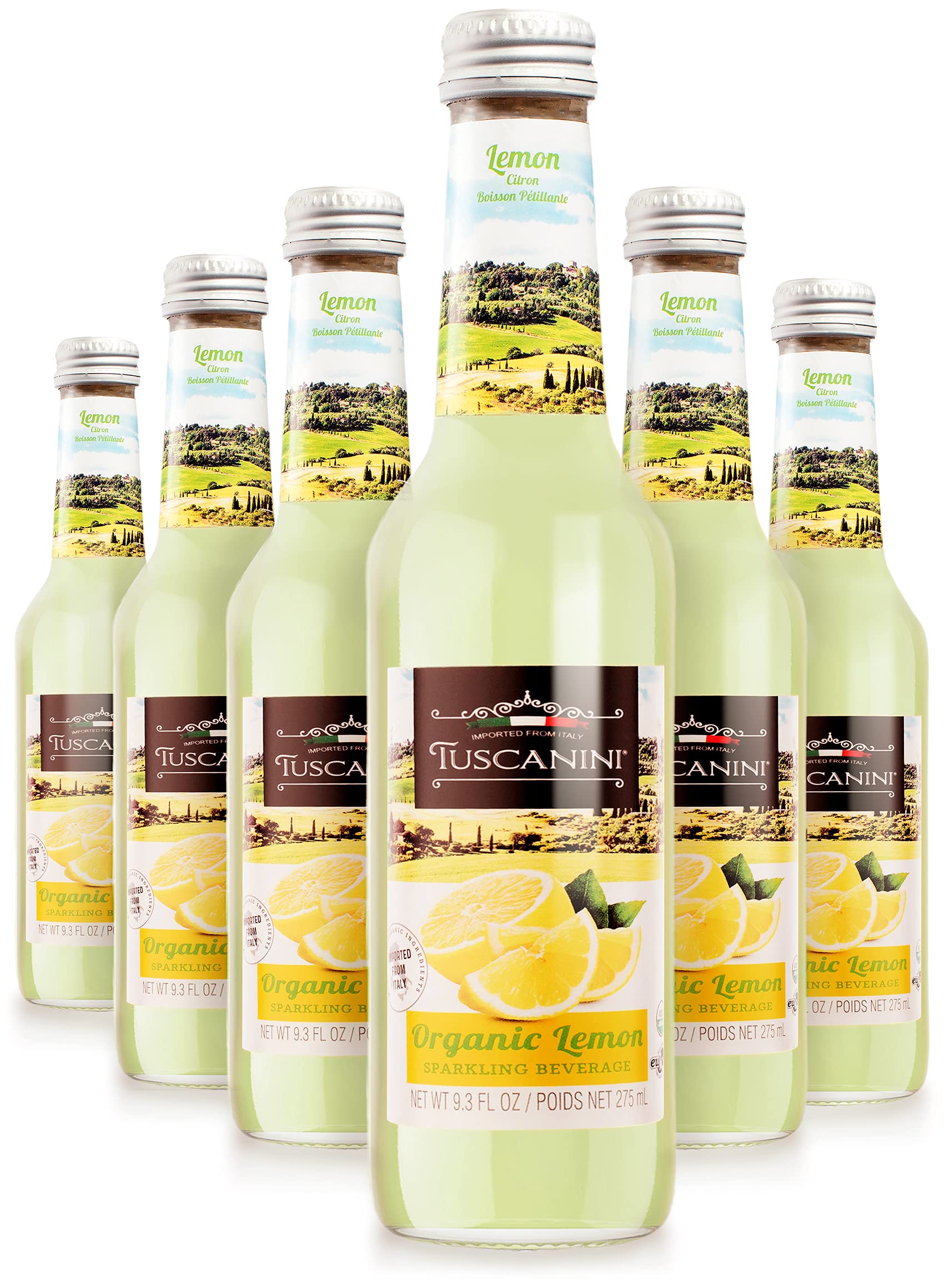 Tuscanini Organic Cold Pressed Sparkling Lemon Soda (6 Pack) Contains 16% Real Juice! No Food Coloring or Artificial Flavors, Pr