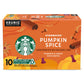 Starbucks K-Cup Coffee Pods Pumpkin Spice Flavored 100% Arabica 10 Count Orange