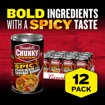 Campbell’S Chunky Soup, Spicy Chicken And Sausage Gumbo, 18.8 Oz Can (Pack Of 12)