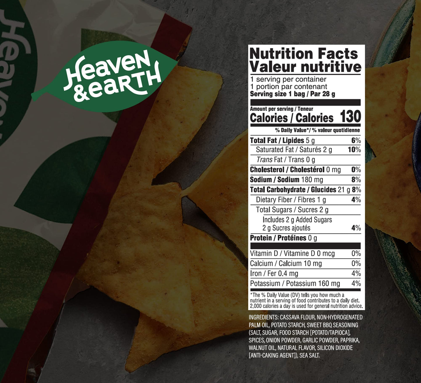 Heaven & Earth Sweet Bbq Tortilla Chips, Grain Free Tortilla Chips, 1Oz (6 Pack) | Corn Free | Gluten Free | Kosher For Passover
