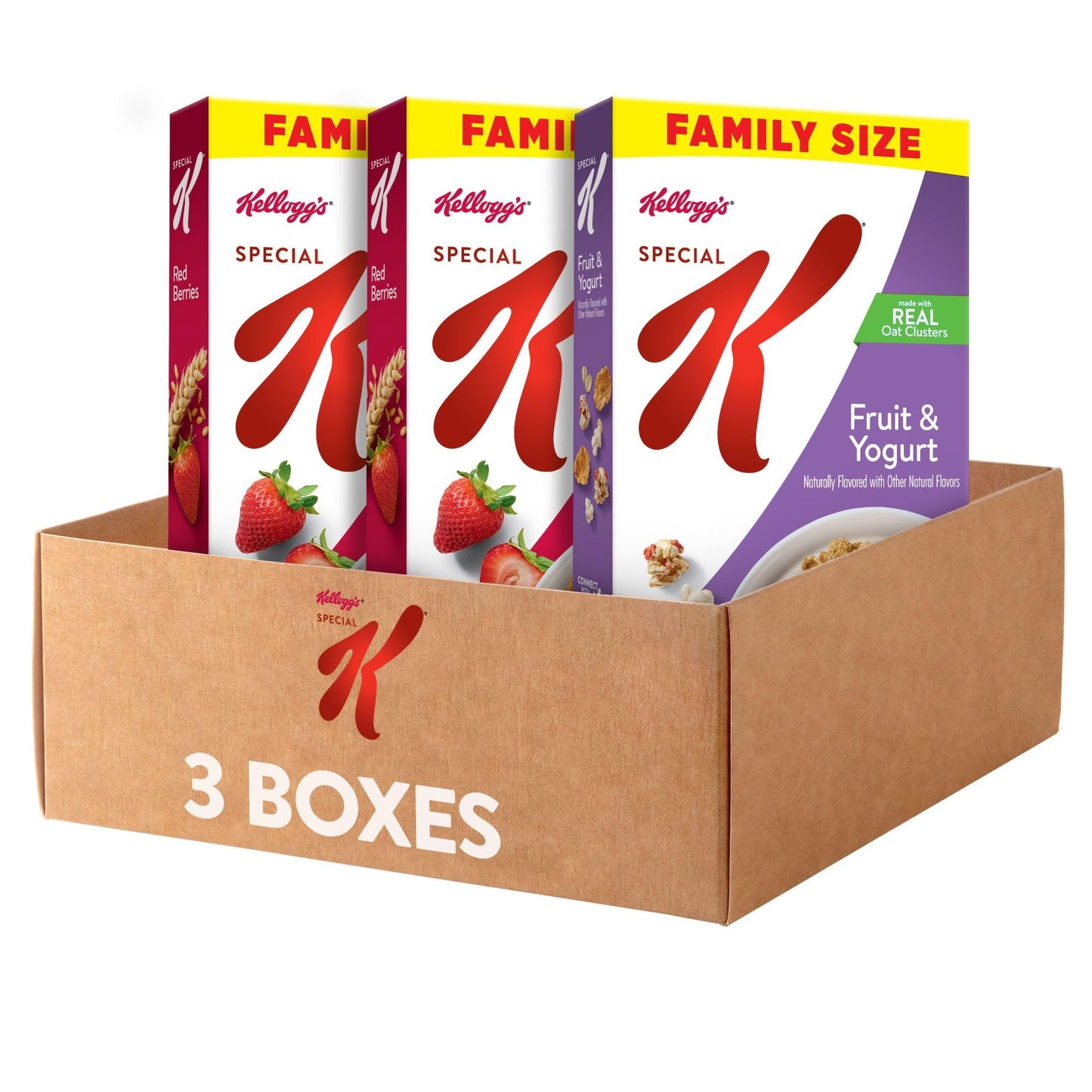 Kelloggs Special K Breakfast Cereal Variety Pack, Fiber Cereal, Family Size, 16.37 Ounce (Pack of 3)