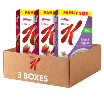 Kelloggs Special K Breakfast Cereal Variety Pack, Fiber Cereal, Family Size, 16.37 Ounce (Pack of 3)