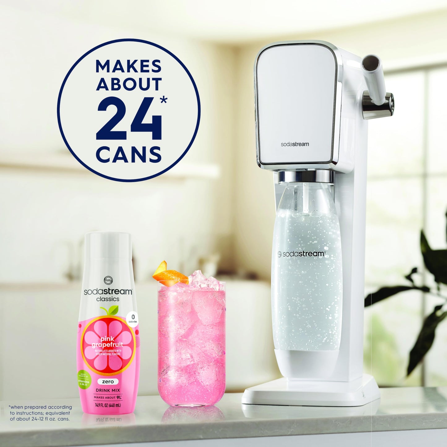 SodaStream Pink Grapefruit Zero Calorie Beverage, 14.8 Fl Oz, Pack of 4 - Refreshing Sparkling Water Alternative
