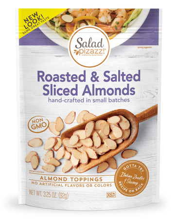 Salad Pizazz Almond Toppings  Oven Roasted Sea Salt  Snack Mix and Salad Topping  Non-GMO  All-Natural  Resealable Bag  3.25 Oz