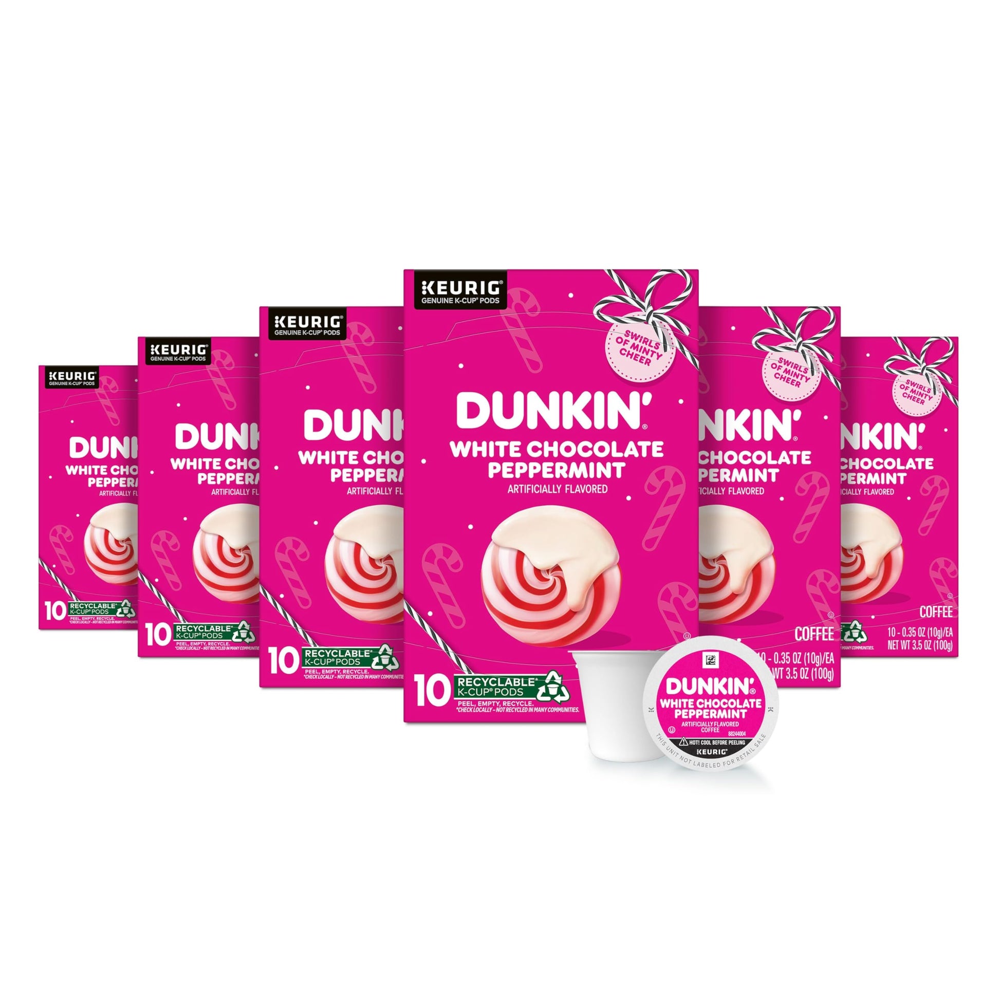 Dunkin White Chocolate Peppermint Artificially Flavored Coffee, K-Cup Pods, 60 Ct.