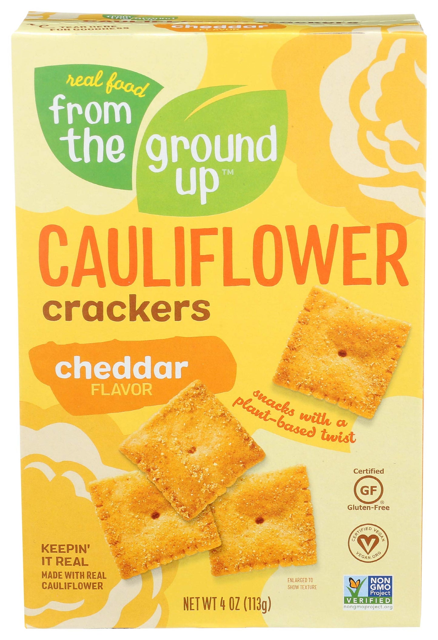 FROM THE GROUND UP Cauliflower Crackers Cheddar, 4 oz, Pack of 1