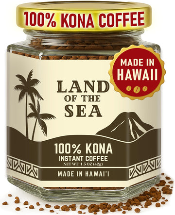 KONA COFFEE 100% - enhanced Freeze Dried Instant Coffee - Low Acid Coffee - Medium Roast Arabica Hawaiian Coffee  1.5oz (1 Pack | 22 Servings)