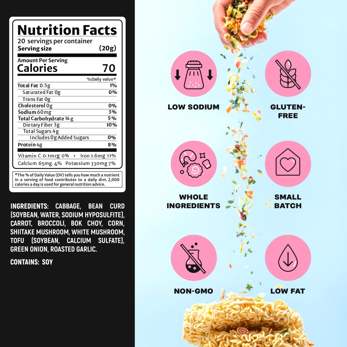 Ramen Bae Dried Ramen Toppings Veggie Mix 14 oz - Ideal for Ramen Dishes