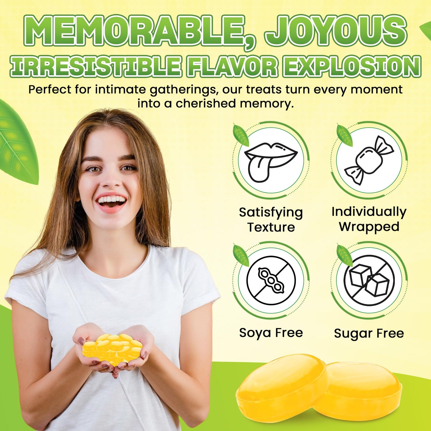 SweetBlissMix Sugar-Free Lemon Drops – Keto-Friendly, Diabetic Safe, 1lb Individually Wrapped Citrus Hard Candy