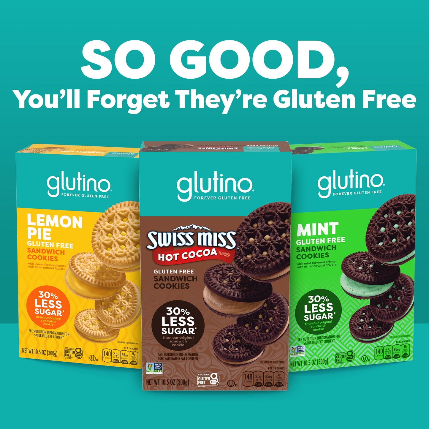 Glutino Swiss Miss Gluten Free Hot Cocoa Flavored Sandwich Cookies, Gluten Free Snacks, 10.5 Oz.