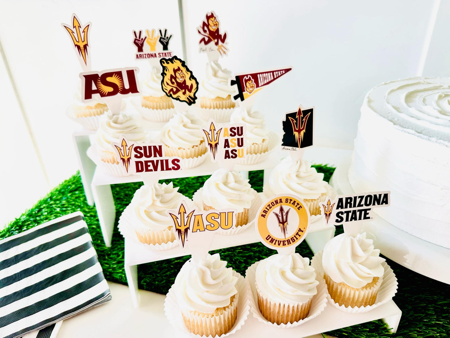 Arizona State Cupcake Toppers (24 Pcs) Arizona State Party Supplies For Football, Birthday Gift, Graduation Party Decorations (A