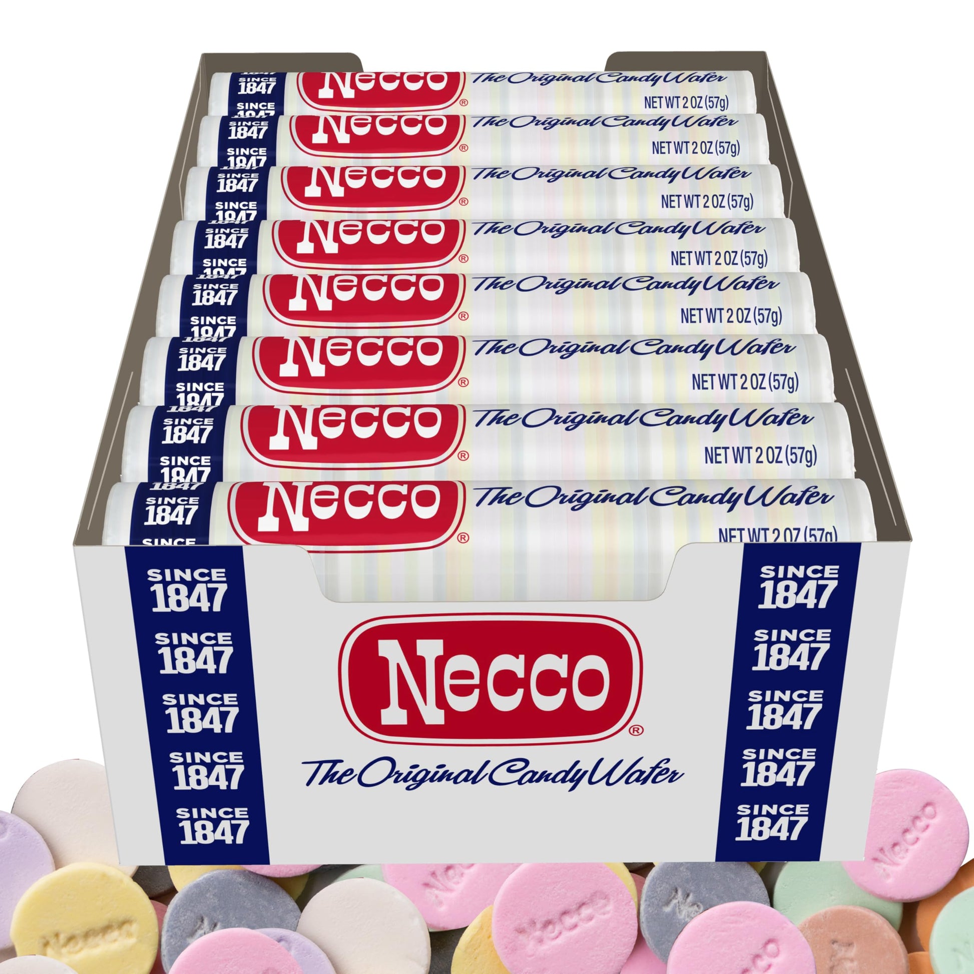 Necco Wafers Candy, 24 Pack (2 Ounce Rolls Each), The Original Candy Wafer