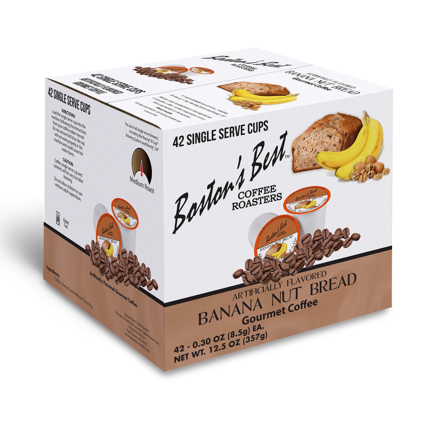 Bostons Best Gourmet Coffee - Banana Nut Bread Flavor Compatible with Keurig - 42 Count Pack