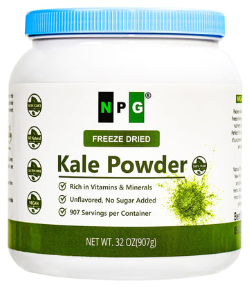 NPG Freeze-Dried Kale Powder 32 Oz (2 LB), 100% Pure, Single Ingredient, Non-GMO, Gluten-Free, Vegan Superfood, No Sugar Added, 