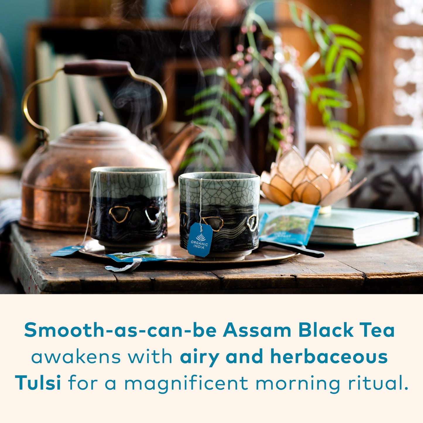Organic India Tulsi Breakfast Herbal Tea - Holy Basil, Stress Relieving & Awakening, Immune Support, Adaptogen, Vegan, Usda Cert