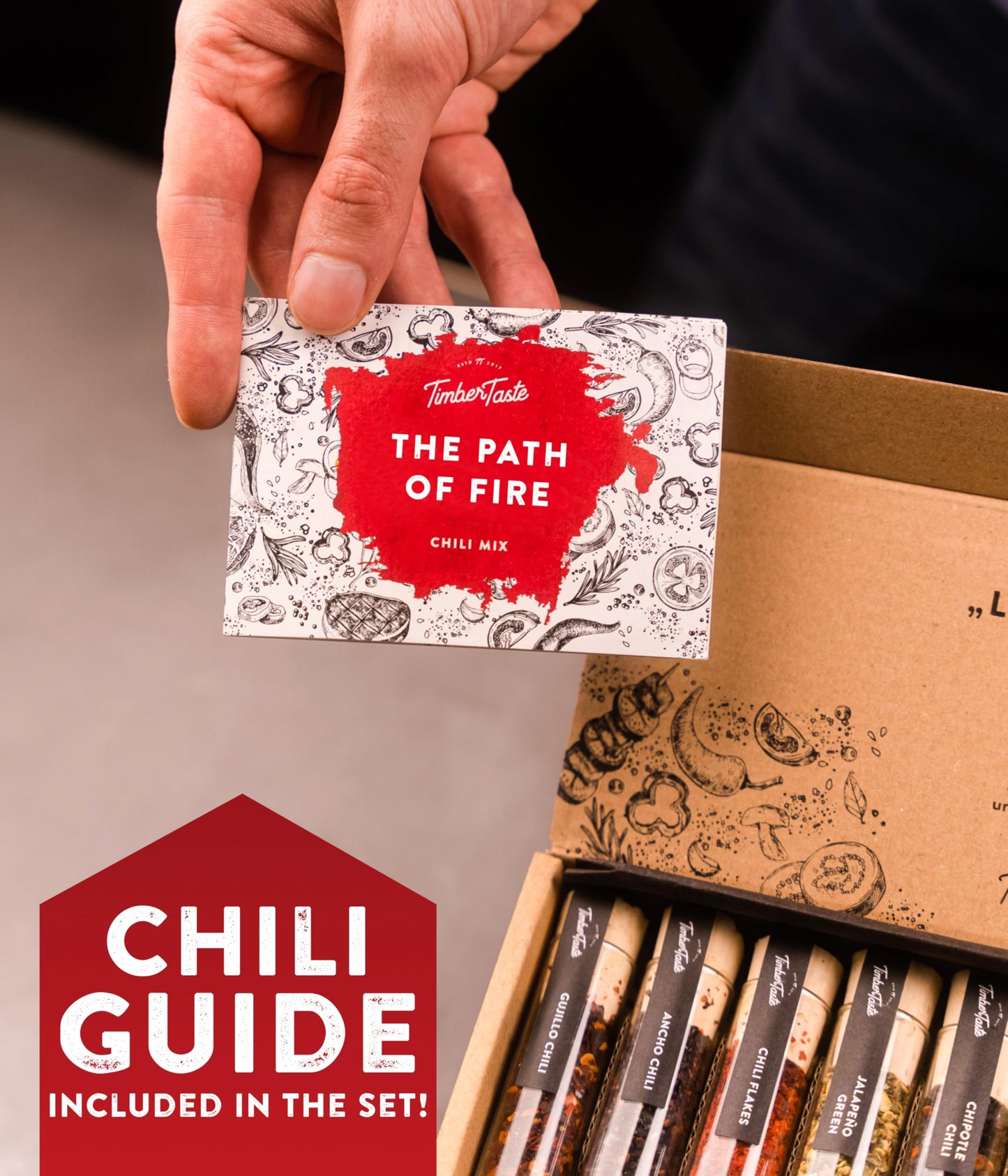 Timber Taste Hot Spicy Mens Gifts - Chili Food Seasoning Set, 1,200,000 Scoville, Ideal Stocking Stuffers for Him