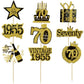 Gyufise 36Pcs Happy 70Th Birthday Cupcake Toppers Glitter Black Gold Seventy Hello 70 Vintage 1955 Cupcake Picks Cheers To 70 Ye