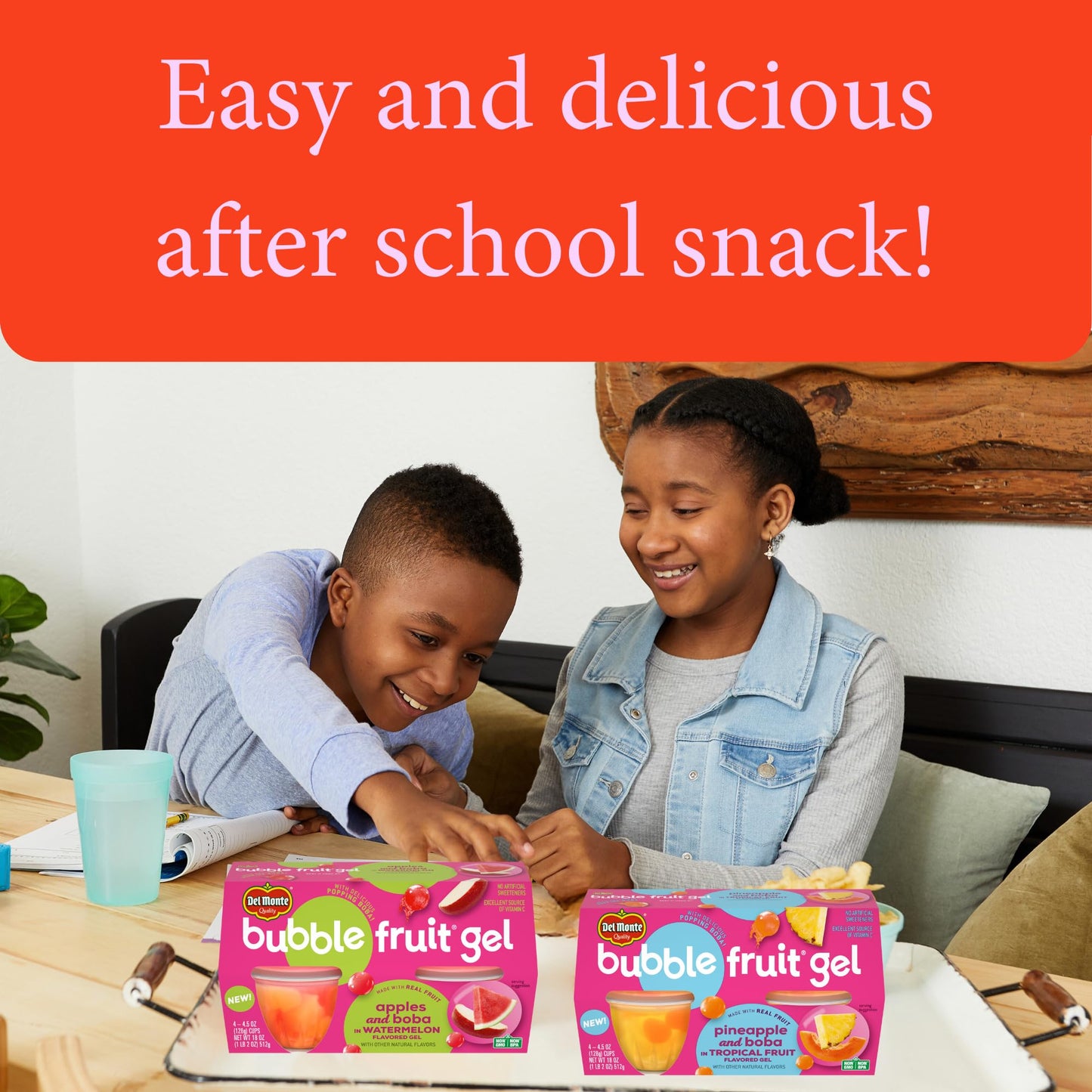 Del Monte Bubble Fruit Gel Pineapple and Boba in Tropical Fruit Flavored Gel, 4.5oz (24 Count) | Real Fruit & Popping Boba Pearl