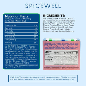 Spicewell Himalayan Pink Salt with 21 Plant-Based Vitamins, 2.64 oz, 30% Lower Sodium, Healthy Seasoning