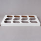 12 Pcs Window Cupcake Boxes [Made In Usa] White Bakery Cupcake Boxes With Inserts- 14'' X 10'' X 4'' Fits 12 Standard Size Cupca