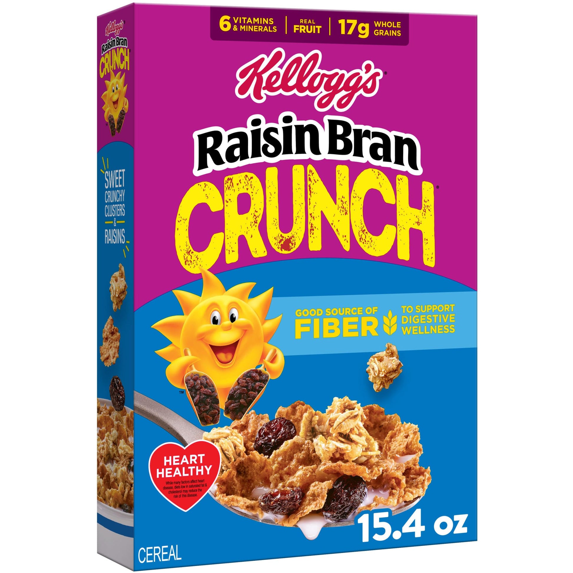 Kelloggs Raisin Bran Crunch Breakfast Cereal, Good Source of Fiber, 15.4 oz