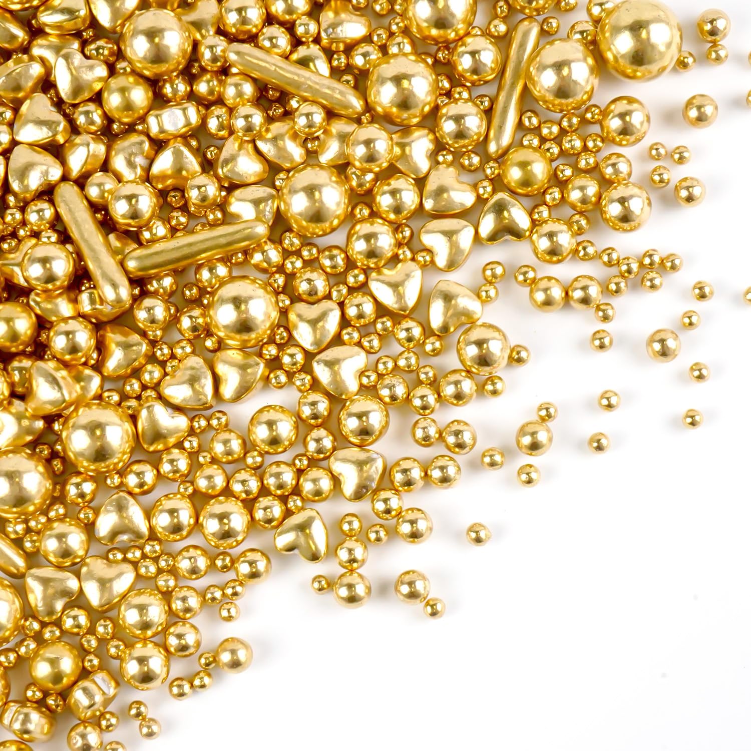 Valentines Heart Sprinkles  Gold Pearl Heart Sprinkles For Cake Decorating  150G/5.29Oz Mix Size Sugar  Heart Sprinkles For Cake Decoration  Cupcakes  Baking  ValentineS Day  Wedding Party Supplies