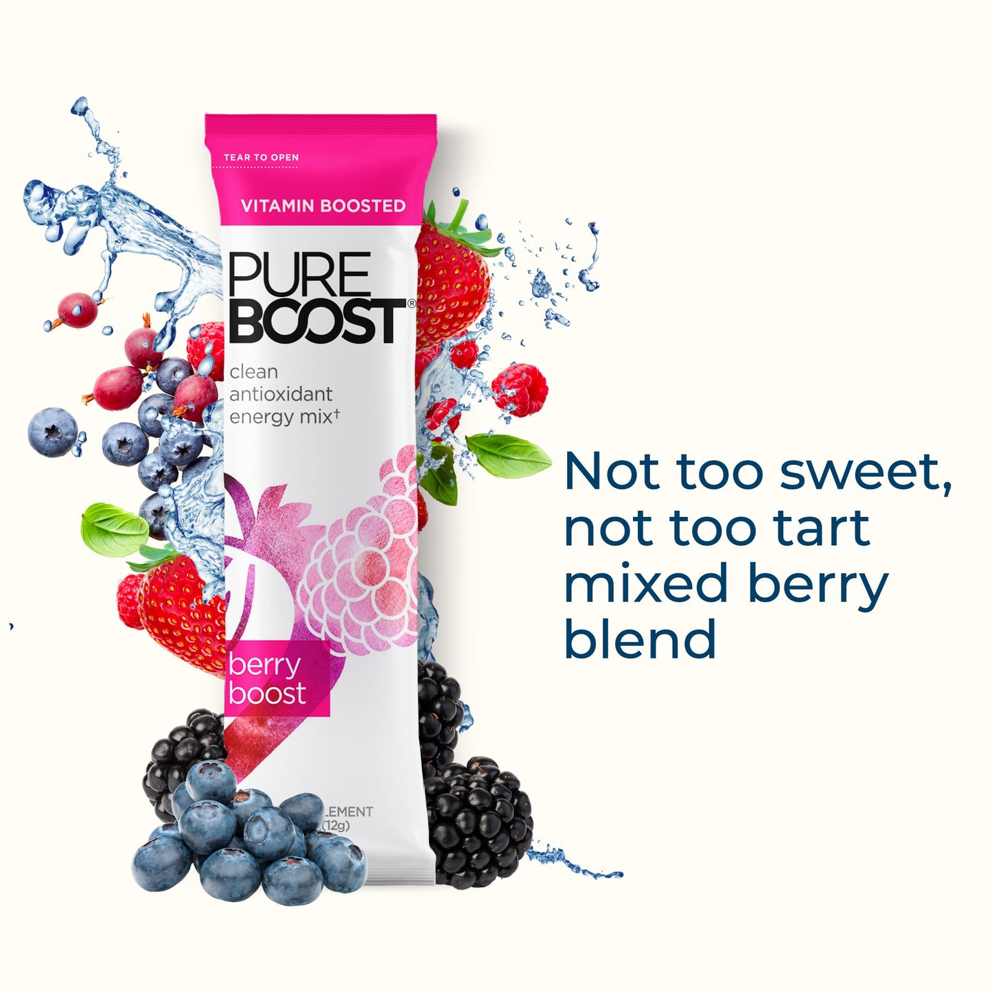 Pureboost Clean Energy Booster, Refreshing Energy Drink Mix with B12 Vitamins, Electrolytes, Antioxidants, Sugar-Free with No Su