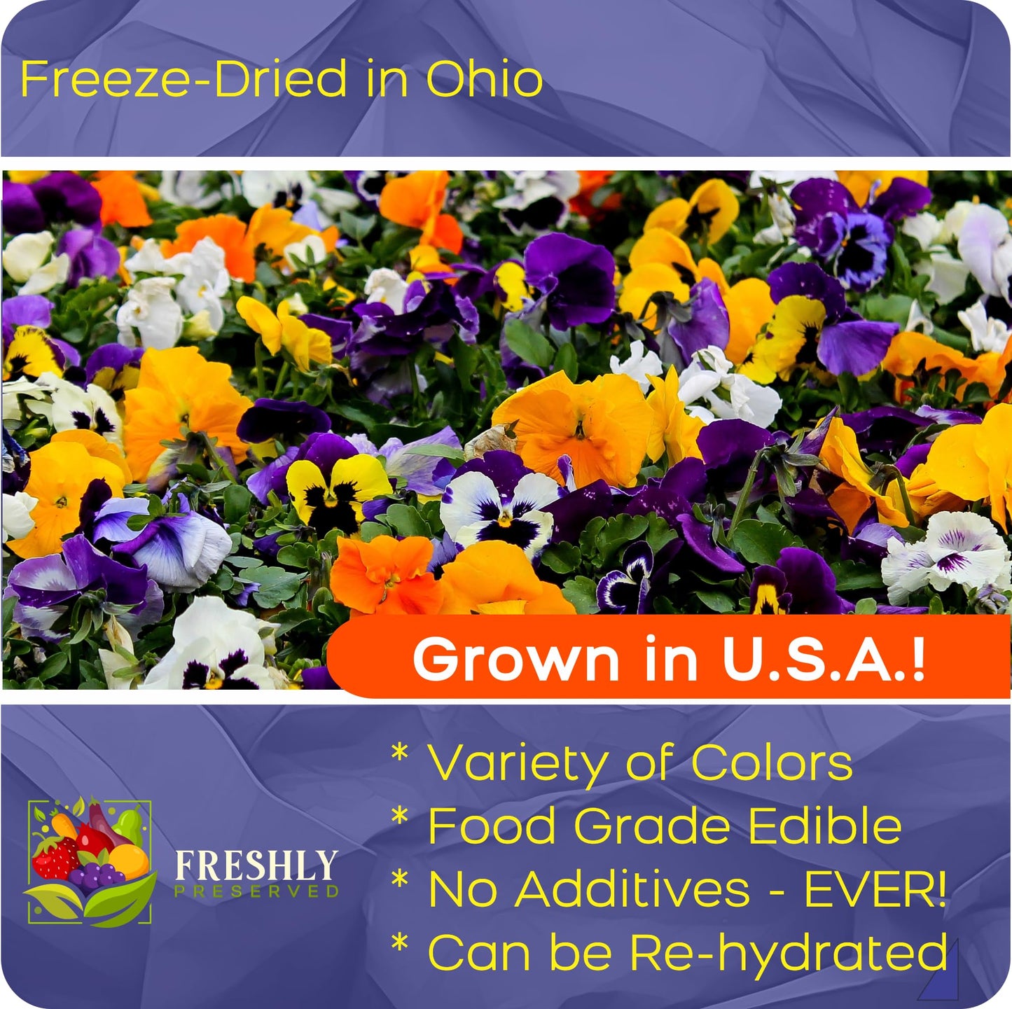 FRESHLY PRESERVED Pansy Edible Flowers - 20 USA-Grown Freeze-Dried Multi Color Flowers for Cocktails & Desserts (0.2 oz)