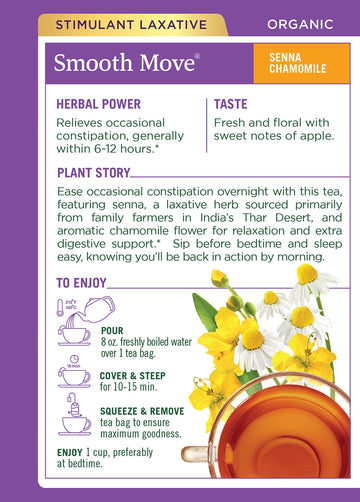 Traditional Medicinals Tea, Organic Smooth Move Chamomile, Relieves Occasional Constipation, Senna, 16 Tea Bags