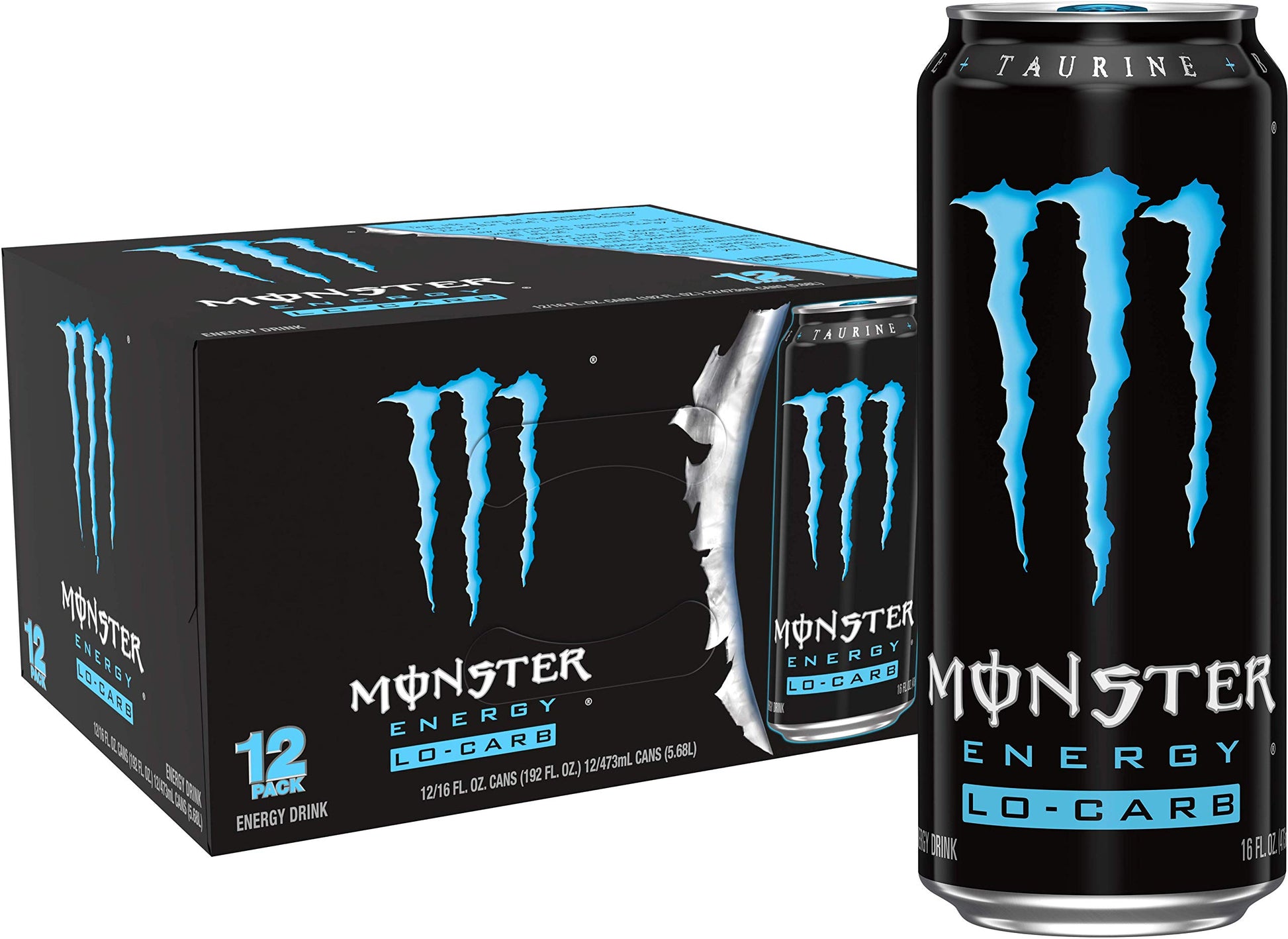 Monster Energy, Lo-Carb Monster, Low Carb Energy Drink, 16 Ounce (Pack Of 12)