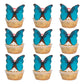 Gyufise 48Pcs Edible Butterfly Cake Decorations - Wafer Paper Butterflies & Cupcake Toppers - Blue