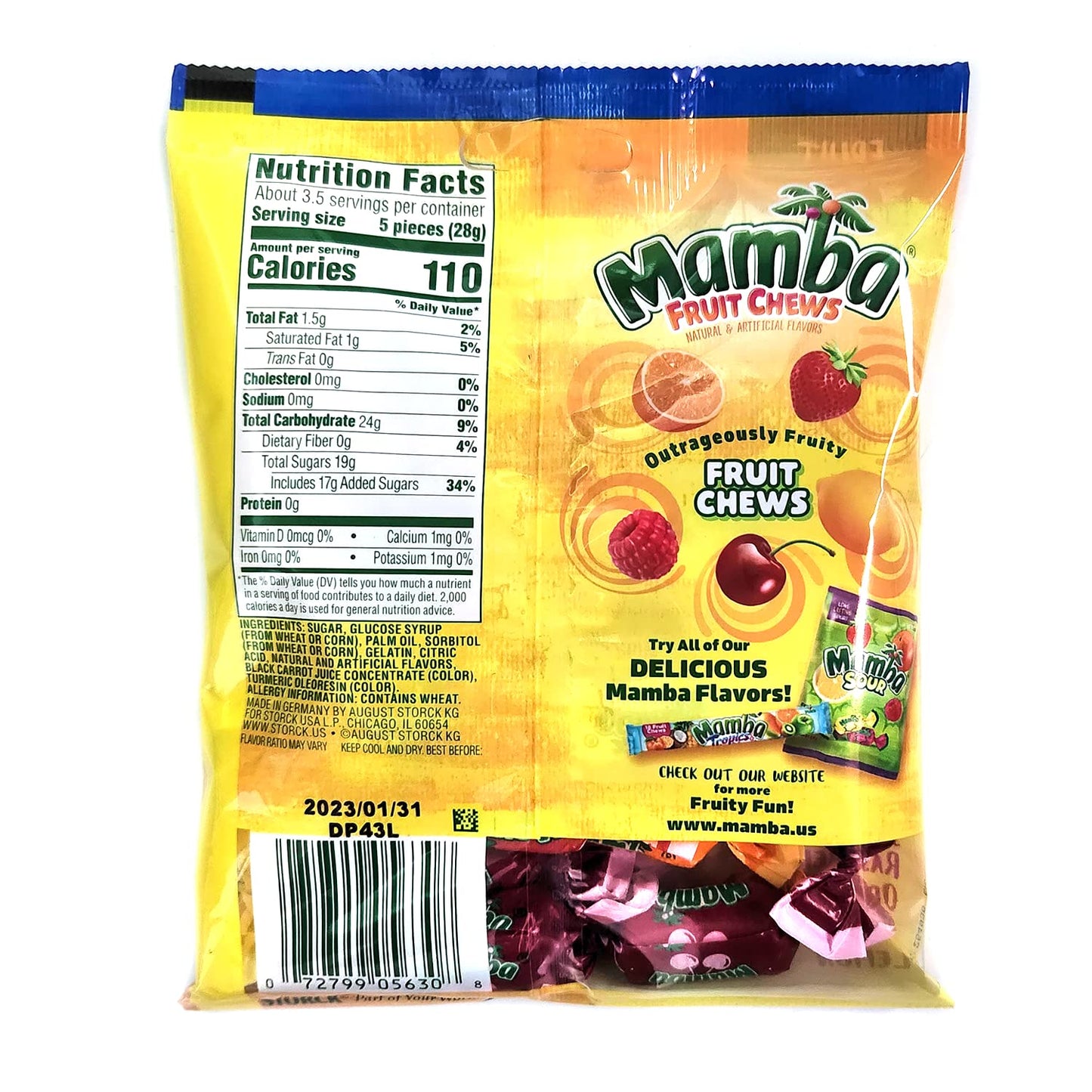 Mamba Fruit Chews Fruit Flavor Mix Bag (2 Pack) Gift Assortment Set