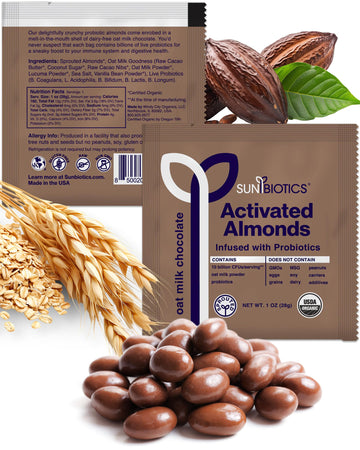 Sunbiotics Activated Organic Sprouted Almonds - Oat Milk Chocolate  Pack Of 1