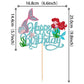 ZHUOWEISM Mermaid Cake Topper - Happy Birthday Decoration, Cardstock, Blue, Under the Sea Theme, 1 PCS