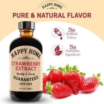 Happy Home Natural Strawberry Flavor - Certified Kosher, 4 oz.