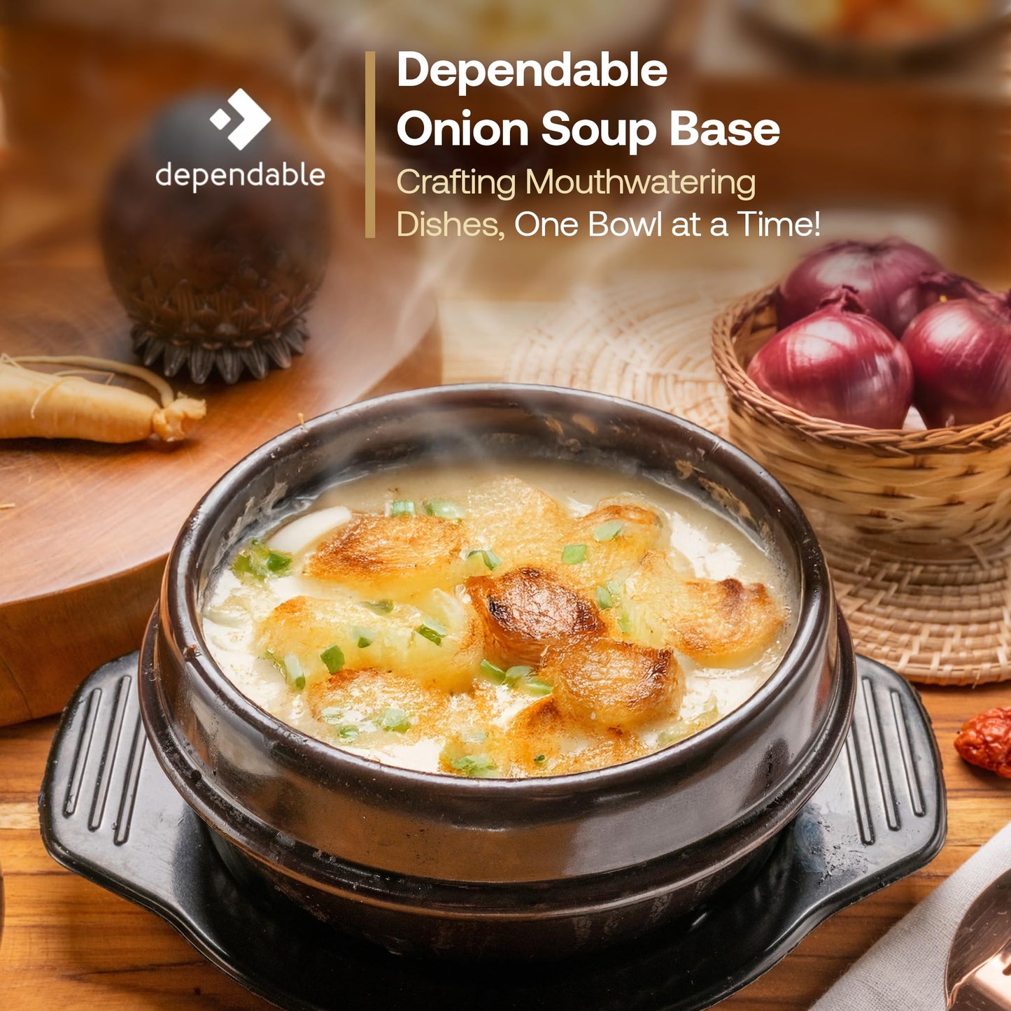 Dependable Food Onion Soup Base - Onion Flavor Consommé | 15 Oz. Resealable Jar | No Msg, Kosher | Perfect For Soups, Stocks, And Broths