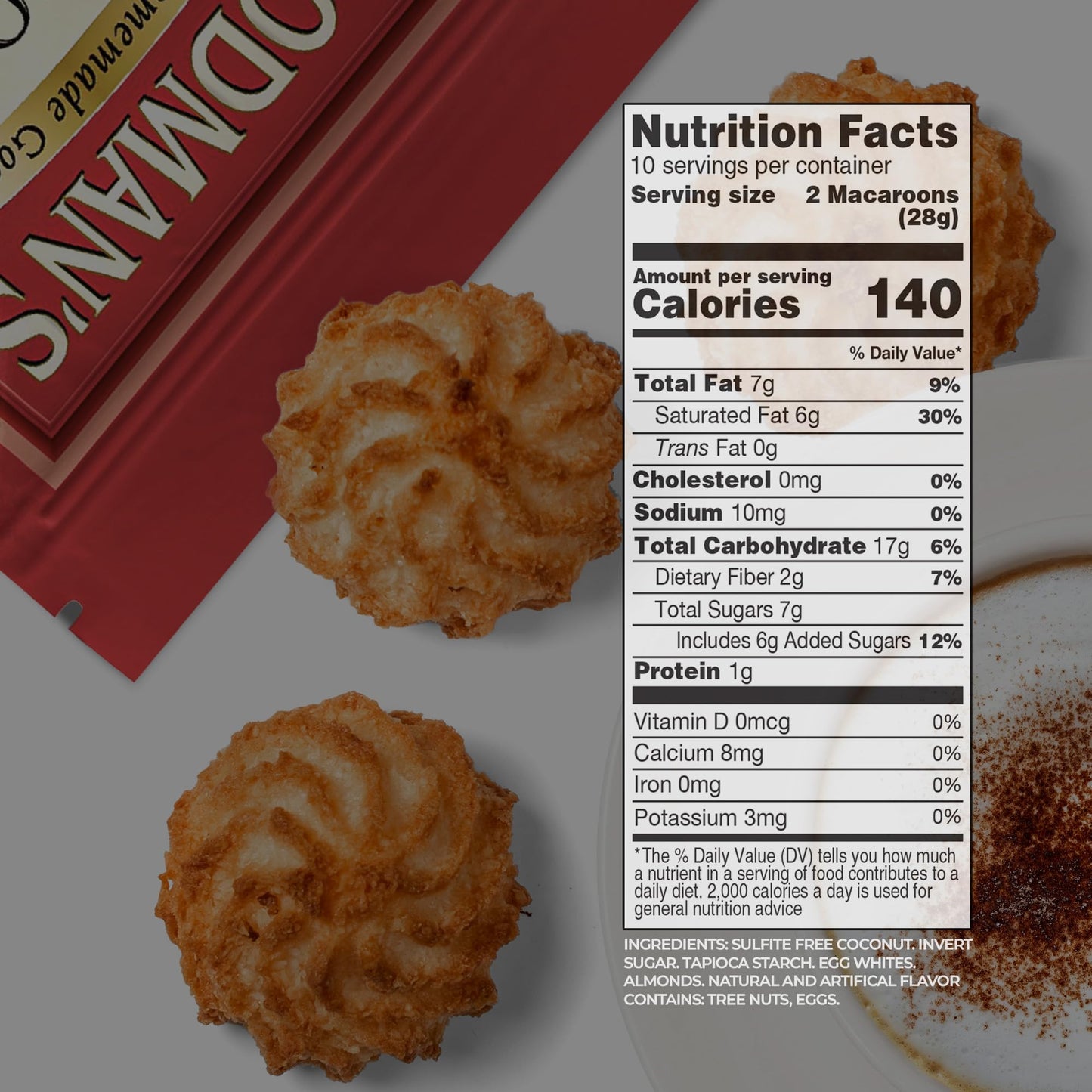 Goodmans Almond Coconut Macaroons, 9Oz (2 Pack) | Gluten Free Cookies | Soft & Chewy | Kosher For Passover