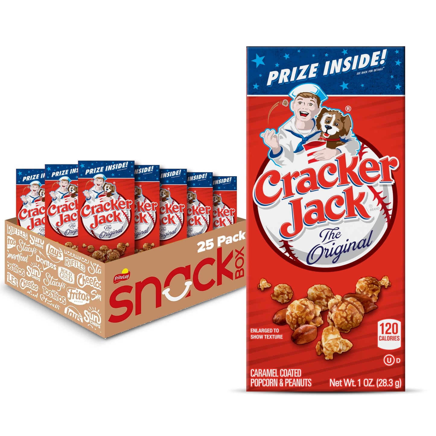 Cracker Jack Caramel Coated Popcorn & Peanuts, Original, 1 Ounce Boxes (Pack of 25)
