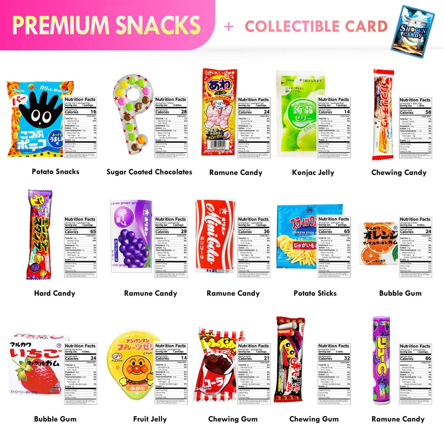 Shogun Candy, 40Pcs Japanese Snacks And Japanese Candy, Popin Cookin Japanese Snack Box, Kawaii Dagashi Box, (Hime(Gluten Free))