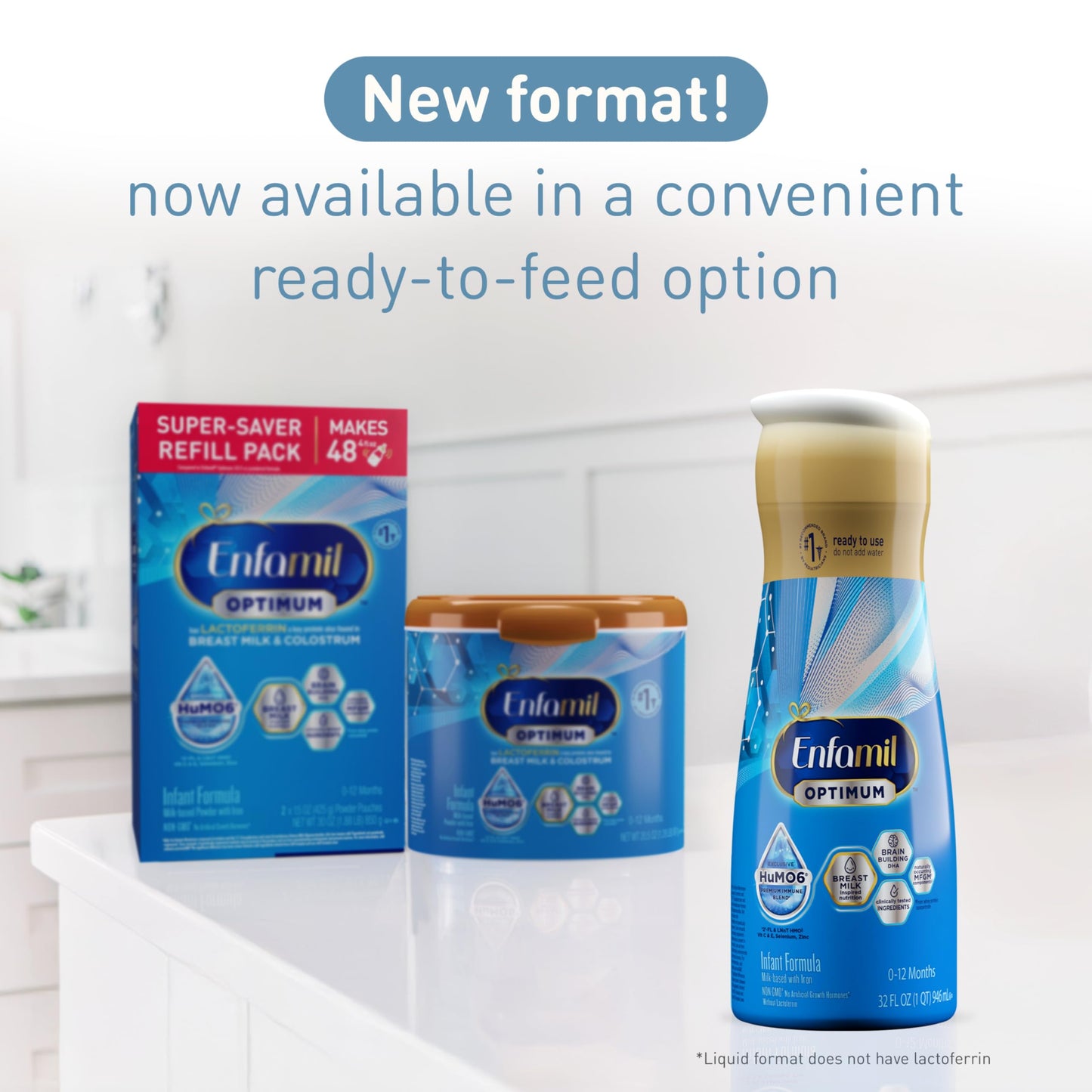 Enfamil Optimum Baby Formula, Our Closest Formula To Breast Milk, Brain Building Dha, Dual Prebiotics, Infant Formula Ready-To-Feed, Baby Milk, 32 Oz Rtu