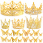 Billbotk Flower Bouquet Accessories Set, 53 Pcs Gold Crowns & Butterflies, Cake Topper for Parties, Model CCT-5