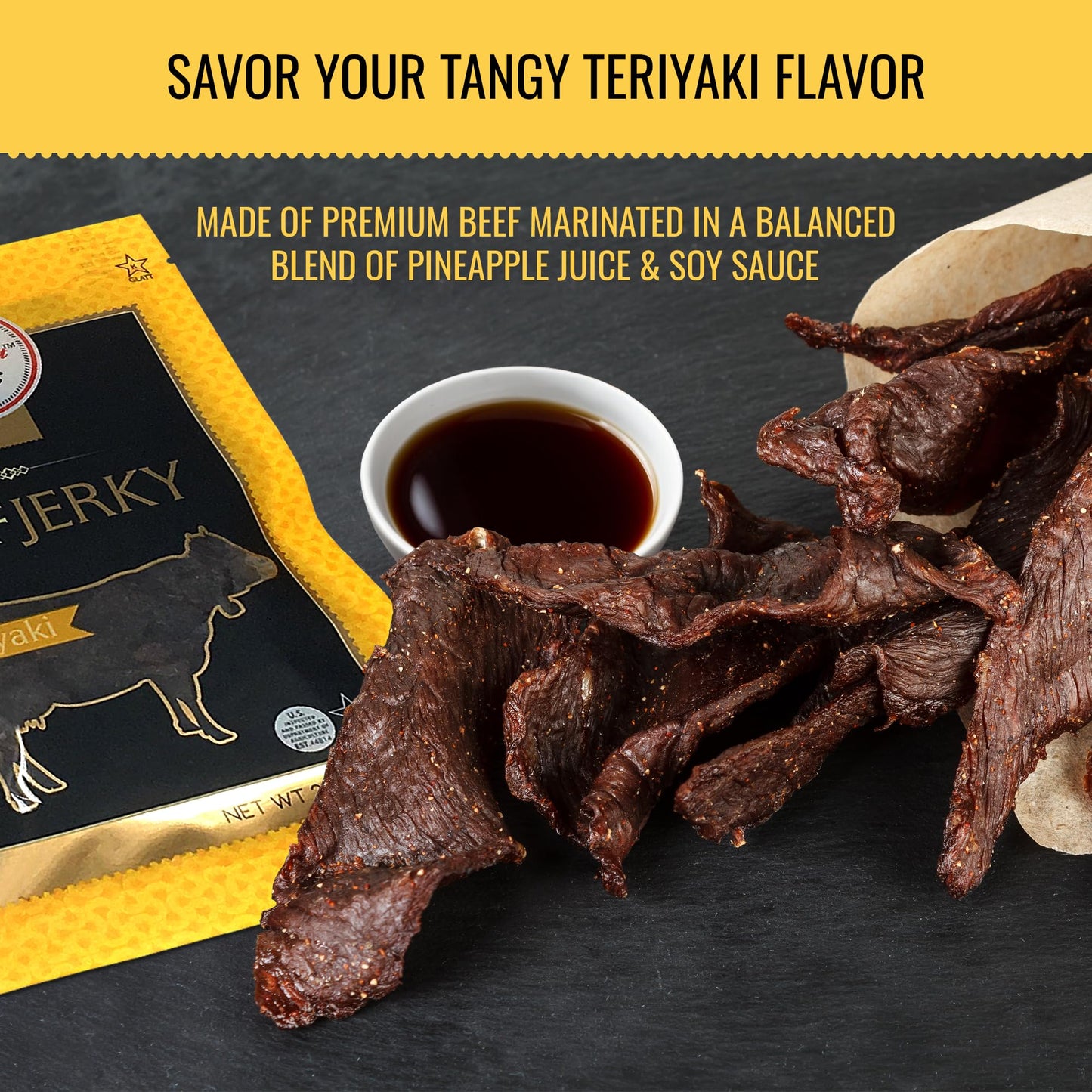 Aufschnitt Grass Fed Beef Jerky - Low Sodium, Certified Kosher - Halal And Keto Friendly - 12 Pack, Teriyaki