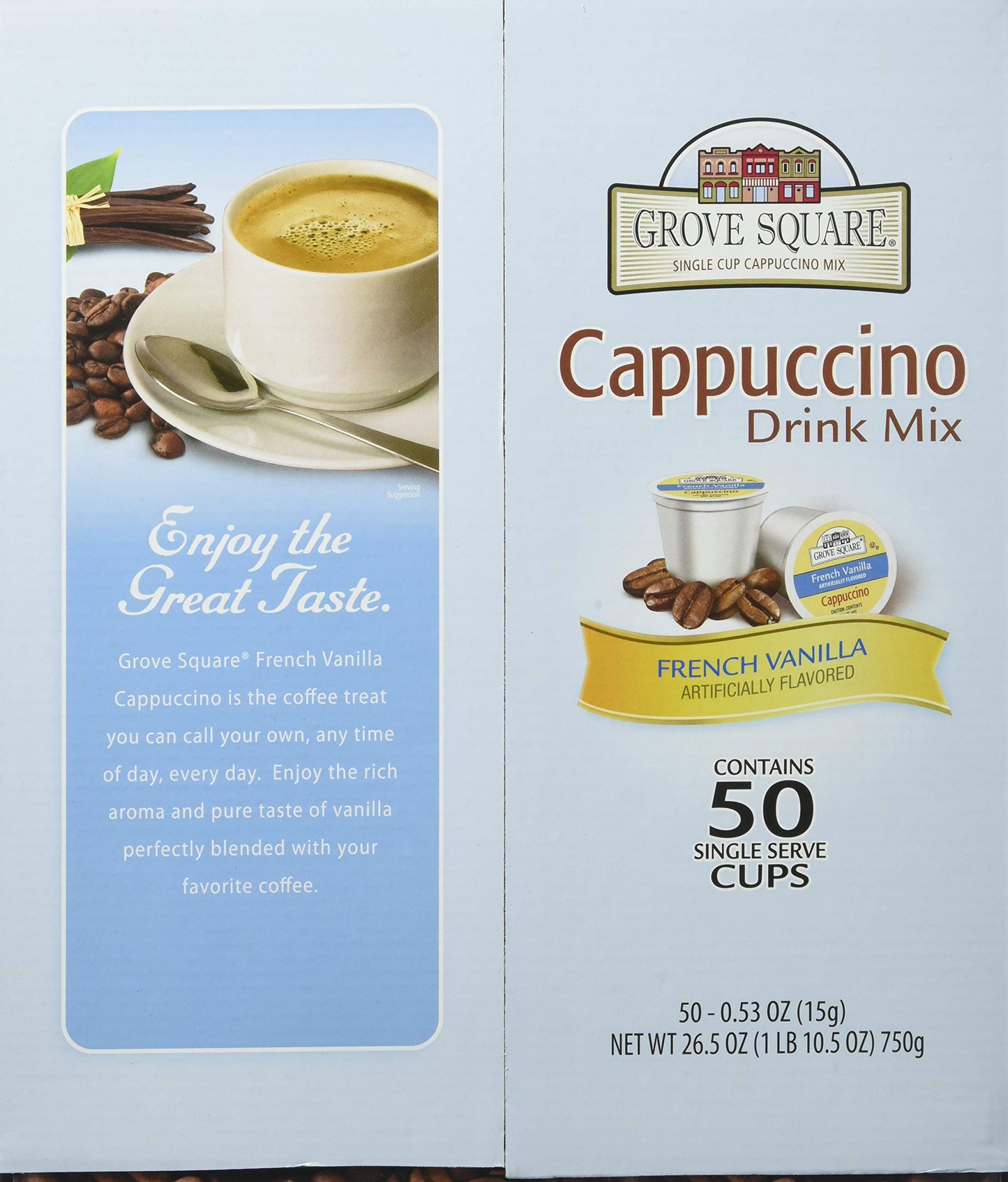 Grove Square Cappuccino Pods, French Vanilla, 50 Count, Single Serve, Model 76G088F4652