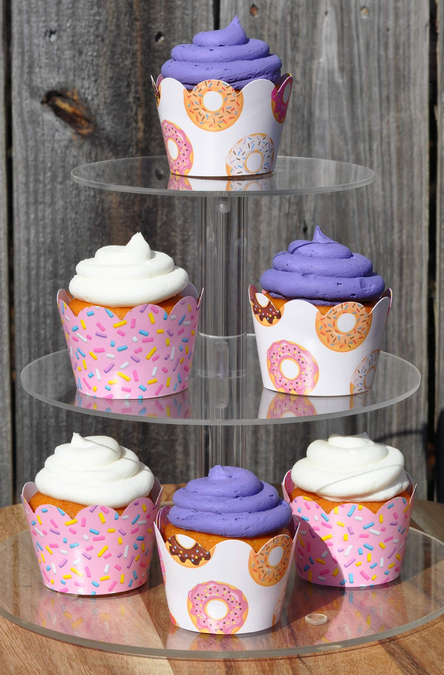 Donut Grow Up Doughnut Cupcake Wrappers For Kids Birthday Party Supplies, Two Sweet Celebrations, Sprinkles. Set Of 24 Reversibl