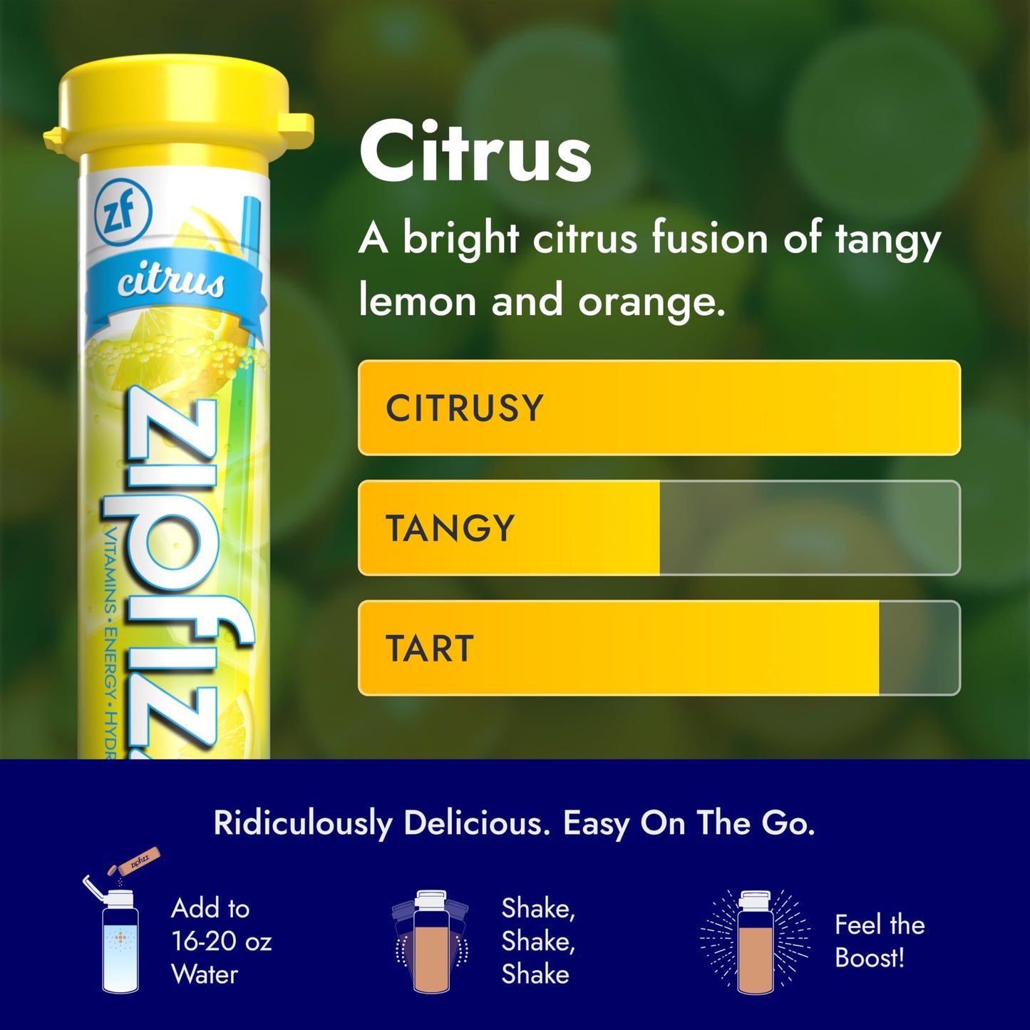 Zipfizz Daily Energy Drink Powder, Citrus, 20 Pack, Sugar-Free, Electrolyte Powder, Contains Vitamin B-12, 0.39 Ounce per Pack
