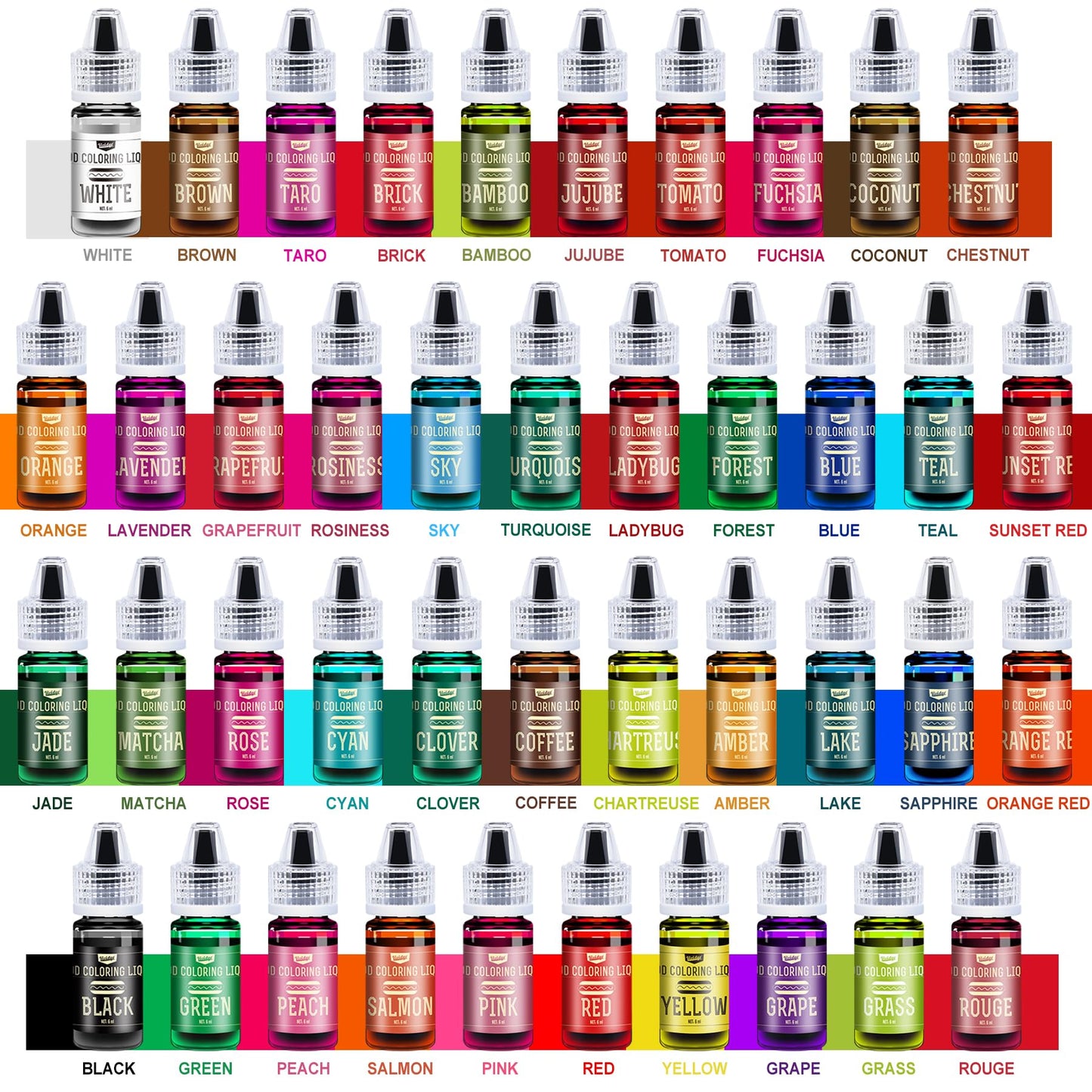 Vividye Food Coloring Set - 42 Vibrant Colors for Baking & Crafts - 0.25 Fl Oz Bottles